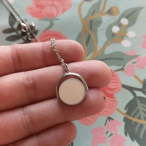 Nwot silver white enamel circle spinning necklace